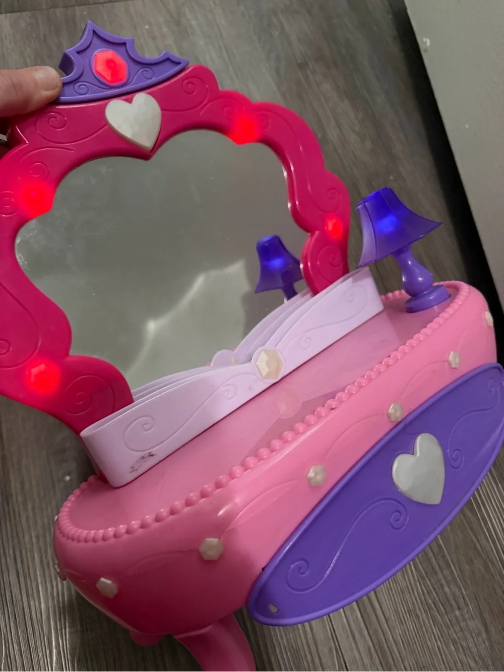 Light Up Pink & Purple Princess Vanity Playset - Kids Makeup Mirror